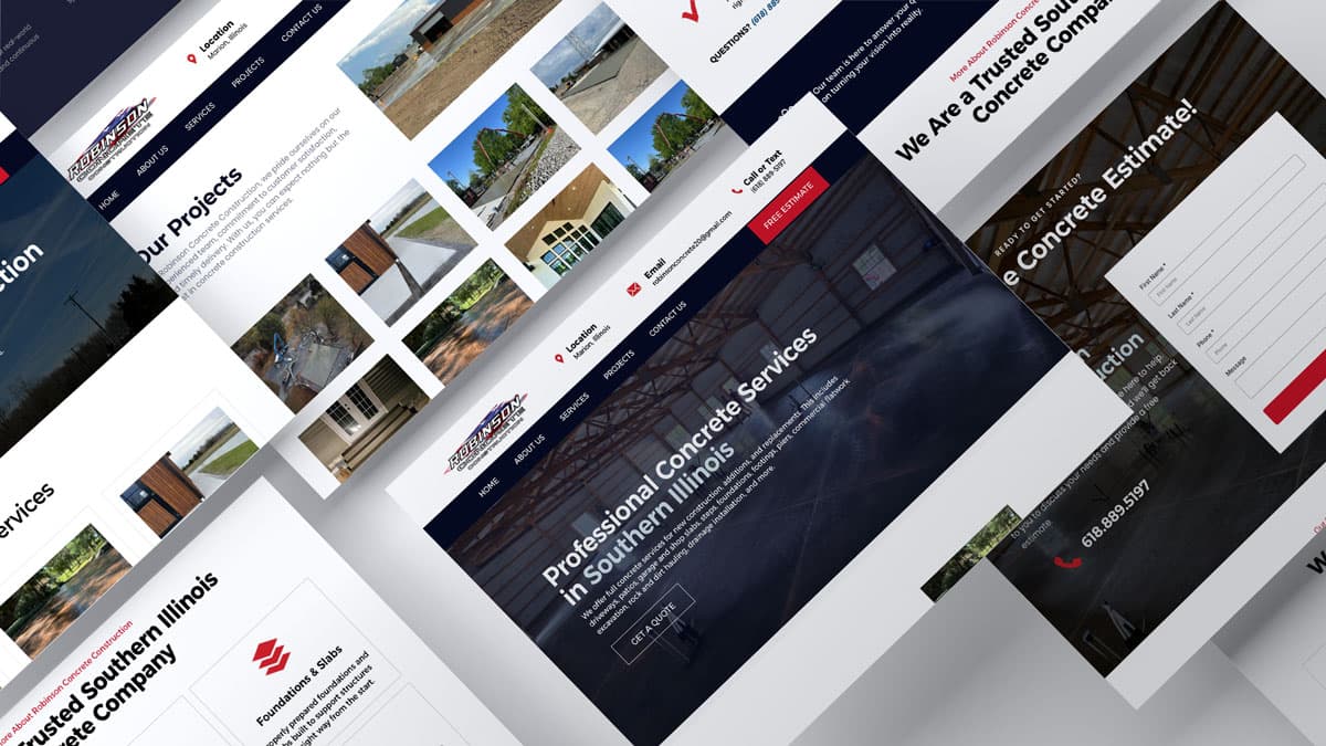Robinson Concrete Construction website design mockup