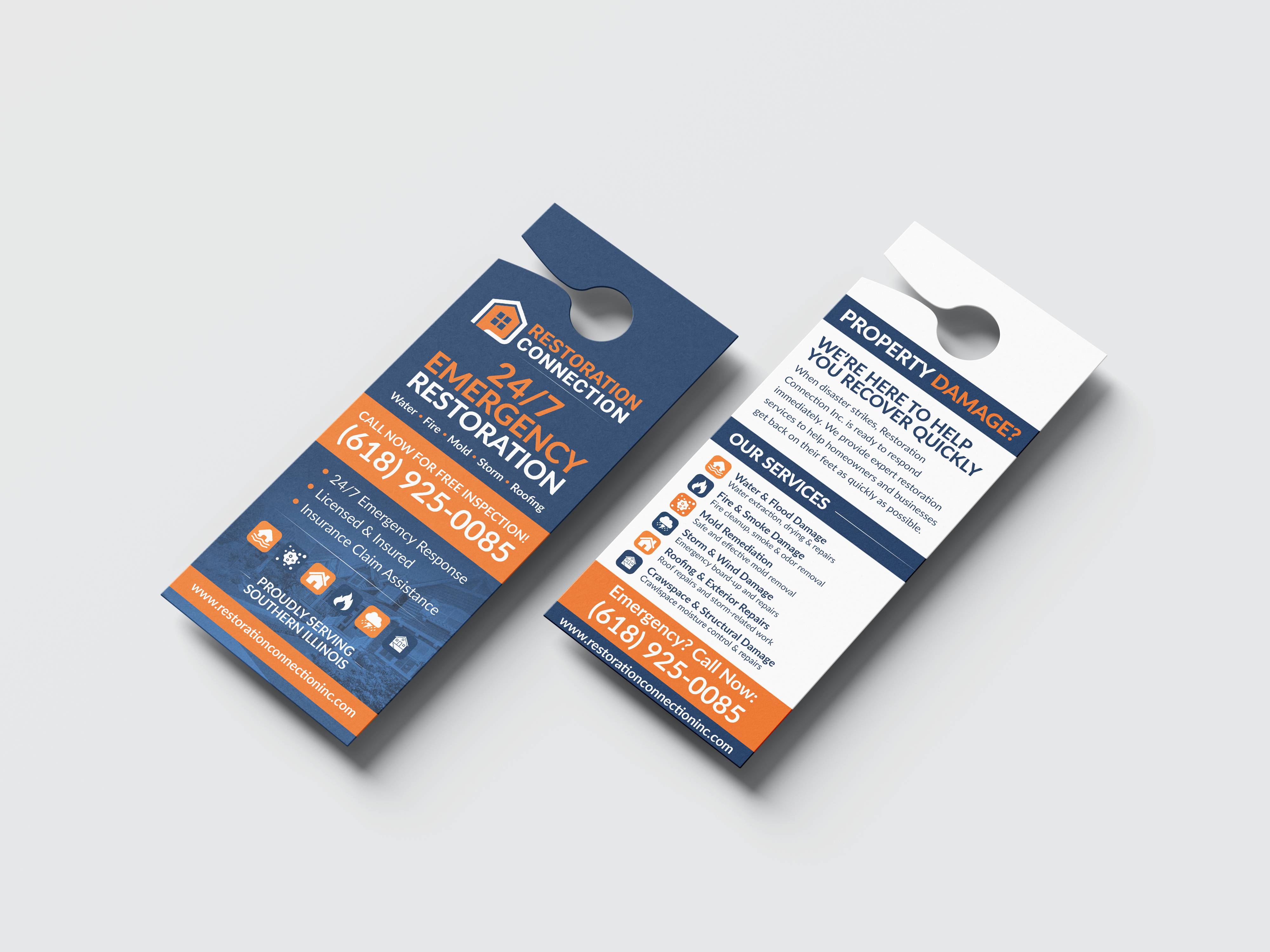 Print collateral and door hanger design reference for Graphic Design & Media in Marion, IL
