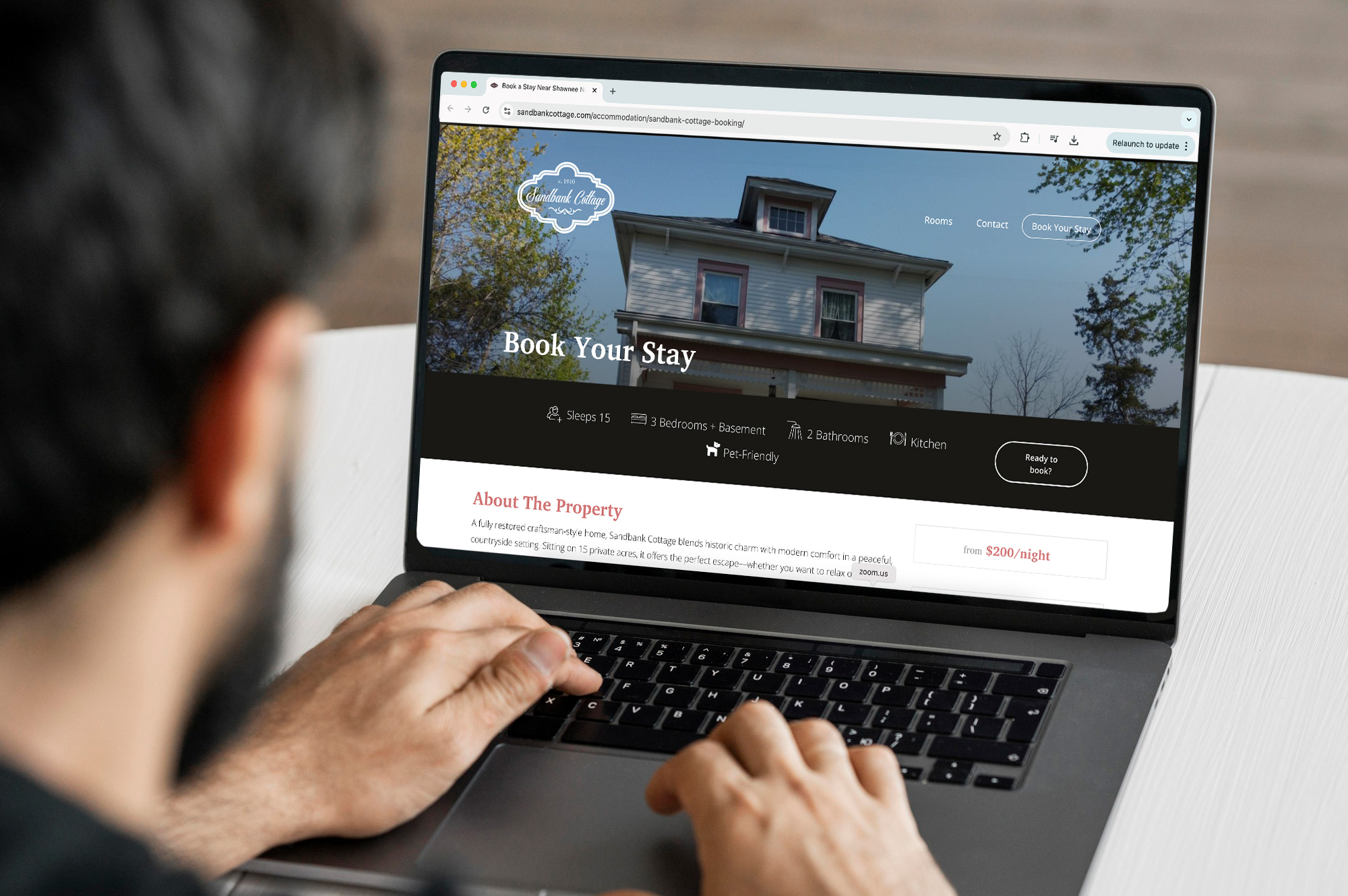 Sandbank Cottage website shown on a laptop for Website Design & Development in Cape Girardeau, MO
